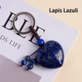 Natuurlijke lapis lazuli hart sleutelhanger edelsteen tassenhanger voor auto en dagelijks gebruik. - 3cm Hart Lapis Lazuli / Grootte Ca. 3cm