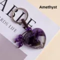 Natuurlijke amethist kristal hart sleutelhanger, prachtige edelsteen tas bedel en auto hanger. - 3cm Hart Amethist / Grootte Ca. 3cm