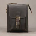 Retro echtes Leder Herren Gürteltasche Crazy Horse Leder Umhängetasche Handy Tasche - Stil 9475 / Dunkelbraun