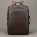 Men's genuine leather business laptop backpack, stylish brown casual daily school rucksack. - Coffee (8021)