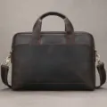 Borsa da uomo in vera pelle vintage valigetta porta pc ufficio borsa a tracolla marrone - Marrone Scuro Crazy Horse