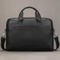 Borsa da lavoro da uomo in vera pelle nera borsa per laptop daffaires in pelle bovina - Nero