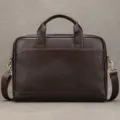 Borsa da lavoro uomo in vera pelle borsa per laptop tracolla marrone con manici - Caffè