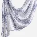 Detailed view of the digital printed rayon long scarf shawl showing exquisite paisley pattern. - YW532-01