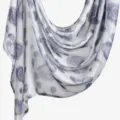 Detail view of the lightweight floral printed rayon shawl scarf for daily sunscreen wear. - YW533-01
