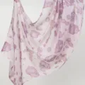 Floral print modal long scarf detail view, soft draped pink hijab shawl for women daily wear. - YW533-02