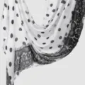 Women fashion black and white polka dot print wide border long scarf sun protection shawl. - YW630-01