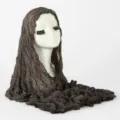 Bubble wrinkle long headscarf brown hijab lightweight breathable fashion women shawl accessory - Bubble Crepe Lettuce Trim Style / Chocolate Brown Stripe