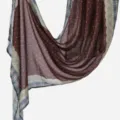 Women's stylish cotton blend long scarf with polka dot print, plaid and wide lace border. - YW641-02