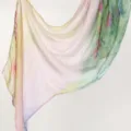 Women's artistic watercolor printed rayon long scarf, elegant draped shawl, soft fashion accessory. - YW479-01