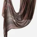 Foulard long dégradé en viscose pour femme, hijab arc-en-ciel doux et châle bicolore stylé. - Rouge Cuir & Café