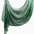 Green printed rayon long scarf, fashionable casual casual shawl versatile ethnic style hijab. - YW474-02