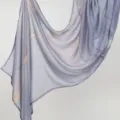 Women's Viscose Printed Long Scarf Hijab Grey Blue Abstract Metallic Pattern Fashion Wrap - YW475-01