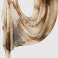 Brown rayon printed long scarf, women's ethnic style fashion versatile shawl drape. - YW477-02