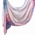 Rayon printed long scarf in pink and blue gradient, wide casual fashion women shawl. - YW492-01