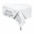 Silver snowflake new year party tablecloth PE plastic waterproof rectangular table cover - Silver Snowflake
