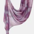 Women digital print long scarf stylish ethnic hijab comfortable breathable fabric accessory - Purple Pink Gradient