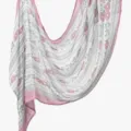 Écharpe longue en rayonne à fleurs, hijab de mode polyvalent rose et blanc variante. - Blanc avec Fleurs Roses