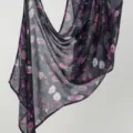 Rayon printed long scarf for women, elegant floral hijab with versatile fashion design. - Dark Floral