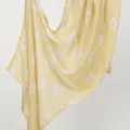 Floral print rayon long scarf for women, lightweight, breathable and versatile accessory. - Yellow With White Flowers