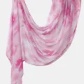 Pink floral print rayon long scarf for women, versatile fashion Muslim hijab and shawl. - Pink Watercolor Flower
