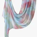 Lightweight rayon long scarf with beautiful digital pastel floral print for women style. - Pink Blue Green Gradient
