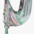 Rayon long scarf in green pink watercolor print, stylish ethnic hijab and versatile women's shawl. - Green and Pink Gradient