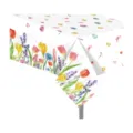 Vue détaillée de la nappe PE avec motif coloré de tulipes et de papillons pour le printemps. - ZB298