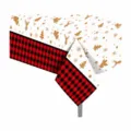 Christmas disposable plastic tablecloth with red black plaid and gold holiday print for party. - Red and Black Grid / 130*220cm