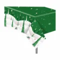 Christmas green forest snow tablecloth disposable party PE table cover detail design - 130*220cm