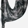 Detailed view of women tie dye wrinkled scarf showing soft fabric and draped texture. - Tie-Dye Crinkled (VE210-3) / Navy Blue
