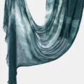 Dark green tie-dye crinkle scarf for women, elegant lightweight shawl and long turban wrap. - Dark Spruce