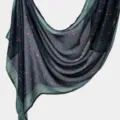 Close-up view of the printed long scarf showing soft draped fabric and vibrant colorful details. - YW543-01