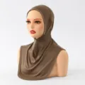 Solid color rhinestone mercerized cotton stretch hijab elegant versatile lazy shawl - 55*25cm / Dark Khaki