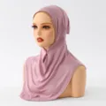 Pink rhinestone stretch mercerized cotton hijab, plain pullover scarf for daily wear - 55*25cm / Dusty Pink
