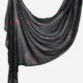 Women rayon digital print long scarf ethnic style sun protection shawl black elegant - YW539-01