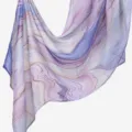 Long modal scarf in purple abstract print, stylish sun protection shawl for women. - YW548-01