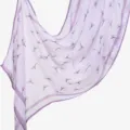 Women's light purple rayon long scarf with digital print and wide striped edge for sun protection. - YW549-01