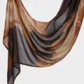 Elegant brown and black abstract print rayon long scarf chic women sun protection shawl - YW552-01