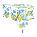 Blue and white lemon pattern tablecloth detail, featuring classic Mediterranean style art. - ZB300