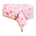 Floral watercolor pink tablecloth detail view showing holiday party table decoration style. - ZB293
