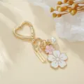 Süßer Emaille Blumen Perlen Schlüsselanhänger Metall Herz Taschenanhänger Accessoire - Schlüsselanhänger 014-1