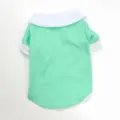 T-shirt polo d'été respirant pour chien de compagnie avec col et poignets contrastés - Vert