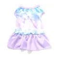 Summer breathable pet dress with tie-dye top and purple ruffled skirt for dogs and cats. - XS / Light Blue Tie-Dye