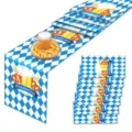 Oktoberfest Tischläufer und Platzsets Set mit blau weißem Rautenmuster für Party Deko - Blau und Weiß