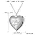 Silver heart locket pendant necklace with cross chain, elegant daily jewelry accessory. - Silver Heart Lettering Style