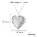 Silver heart locket necklace with chain pendant floral engraved vintage style jewelry for women - Silver Center Heart Relief Style