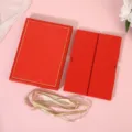 Red folding gift box with gold ribbon for birthday party holiday present packaging - Polka Dot Style / Red