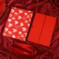 Red heart pattern gift box set with ribbon, one-piece folding empty box for birthday holiday packaging. - Heart Pattern Style / White