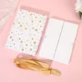 Star pattern gift box folding packaging empty box with gold ribbon for birthday holiday party. - Star Style / White